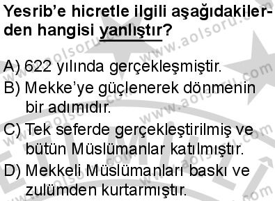 Siyer 2 Dersi 2024-2025 yılı 3. Dönem sınavı 6. Soru