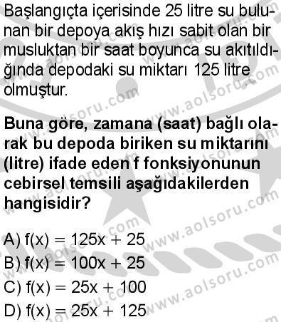 Matematik 1 Dersi 2024-2025 yılı 3. Dönem sınavı 8. Soru