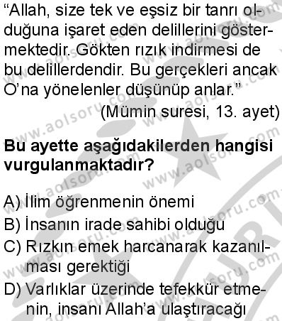 Din Kültürü ve Ahlak Bilgisi 3 Dersi 2024-2025 yılı 3. Dönem sınavı 2. Soru