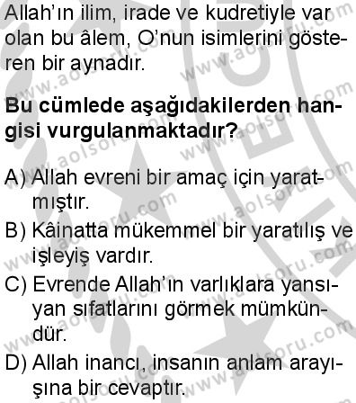 Din Kültürü ve Ahlak Bilgisi 3 Dersi 2024-2025 yılı 3. Dönem sınavı 3. Soru