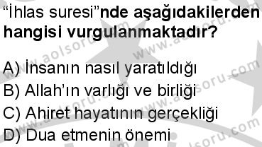 Din Kültürü ve Ahlak Bilgisi 3 Dersi 2024-2025 yılı 3. Dönem sınavı 6. Soru