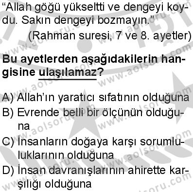 Din Kültürü ve Ahlak Bilgisi 3 Dersi 2024-2025 yılı 3. Dönem sınavı 8. Soru