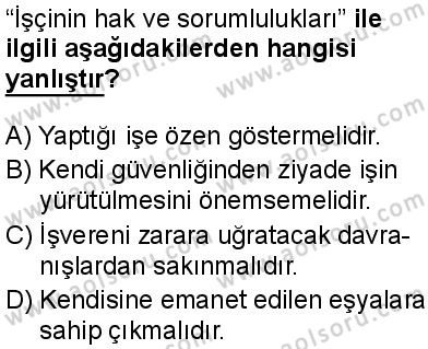 Din Kültürü ve Ahlak Bilgisi 3 Dersi 2024-2025 yılı 3. Dönem sınavı 9. Soru