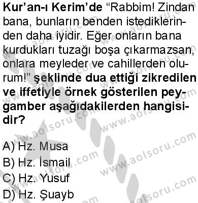 Din Kültürü ve Ahlak Bilgisi 3 Dersi 2024-2025 yılı 3. Dönem sınavı 10. Soru