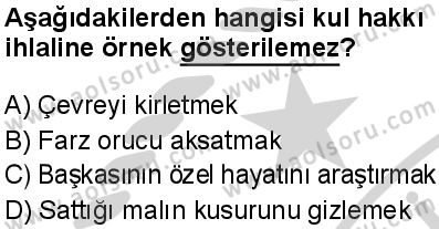 Din Kültürü ve Ahlak Bilgisi 4 Dersi 2024-2025 yılı 3. Dönem sınavı 4. Soru