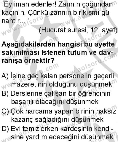 Din Kültürü ve Ahlak Bilgisi 4 Dersi 2024-2025 yılı 3. Dönem sınavı 6. Soru