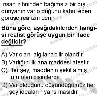 Felsefe 2 Dersi 2024-2025 yılı 3. Dönem sınavı 1. Soru