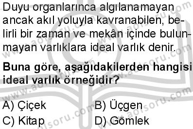Felsefe 2 Dersi 2024-2025 yılı 3. Dönem sınavı 4. Soru