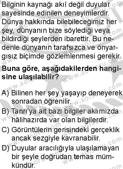Felsefe 2 Dersi 2024-2025 yılı 3. Dönem sınavı 5. Soru