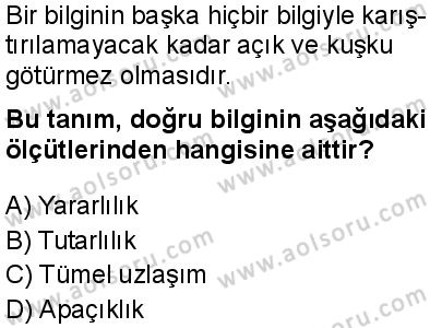 Felsefe 2 Dersi 2024-2025 yılı 3. Dönem sınavı 6. Soru