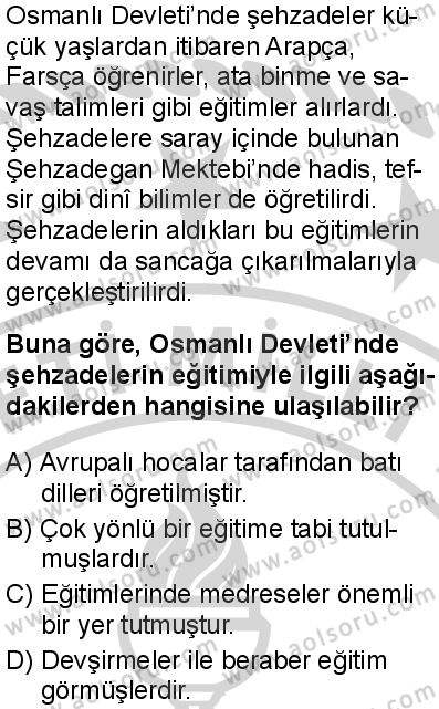 Tarih 4 Dersi 2024-2025 yılı 3. Dönem sınavı 8. Soru