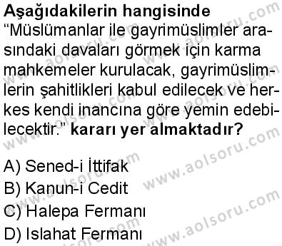 Tarih 6 Dersi 2024-2025 yılı 3. Dönem sınavı 4. Soru