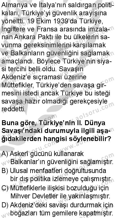 T.C. İnklap Tarihi ve Atatürkçülük 2 Dersi 2024-2025 yılı 3. Dönem sınavı 3. Soru