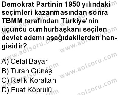 T.C. İnklap Tarihi ve Atatürkçülük 2 Dersi 2024-2025 yılı 3. Dönem sınavı 4. Soru