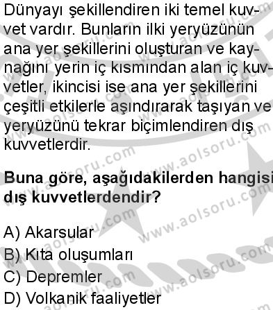 Coğrafya 3 Dersi 2024-2025 yılı 3. Dönem sınavı 1. Soru