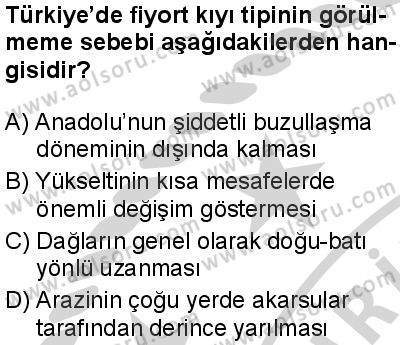 Coğrafya 3 Dersi 2024-2025 yılı 3. Dönem sınavı 6. Soru