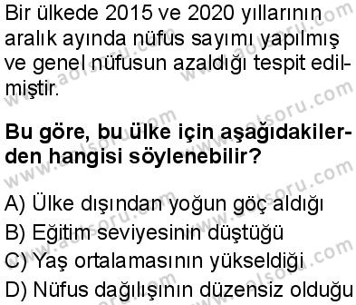 Coğrafya 4 Dersi 2024-2025 yılı 3. Dönem sınavı 1. Soru
