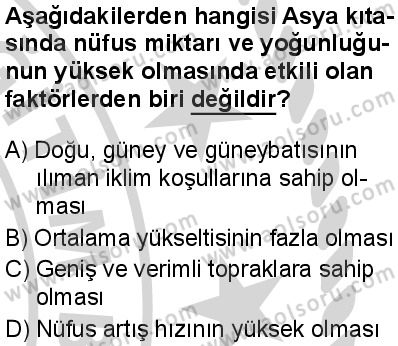 Coğrafya 4 Dersi 2024-2025 yılı 3. Dönem sınavı 2. Soru