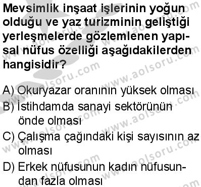Coğrafya 4 Dersi 2024-2025 yılı 3. Dönem sınavı 3. Soru