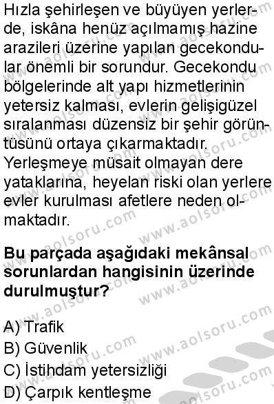 Coğrafya 4 Dersi 2024-2025 yılı 3. Dönem sınavı 4. Soru