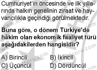 Coğrafya 4 Dersi 2024-2025 yılı 3. Dönem sınavı 5. Soru