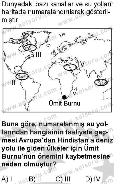 Coğrafya 4 Dersi 2024-2025 yılı 3. Dönem sınavı 7. Soru