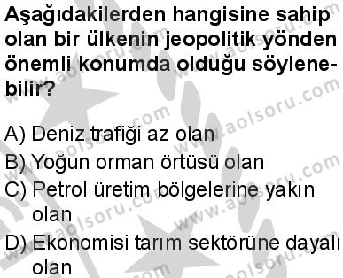 Seçmeli Coğrafya 4 Dersi 2024-2025 yılı 3. Dönem sınavı 1. Soru