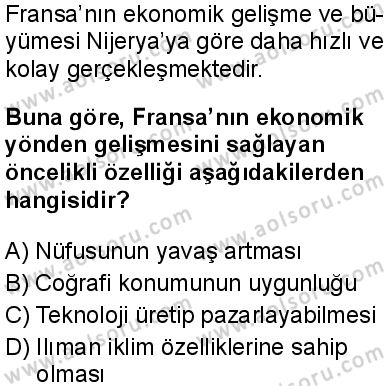 Seçmeli Coğrafya 4 Dersi 2024-2025 yılı 3. Dönem sınavı 4. Soru