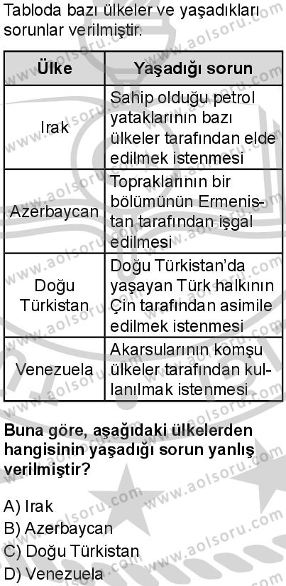 Seçmeli Coğrafya 4 Dersi 2024-2025 yılı 3. Dönem sınavı 8. Soru