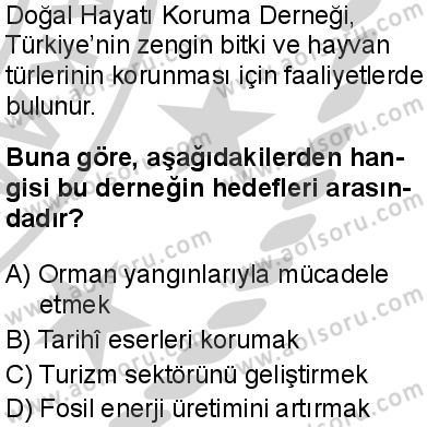 Seçmeli Coğrafya 4 Dersi 2024-2025 yılı 3. Dönem sınavı 10. Soru
