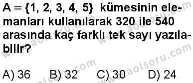 Matematik 3 Dersi 2024-2025 yılı 3. Dönem sınavı 1. Soru