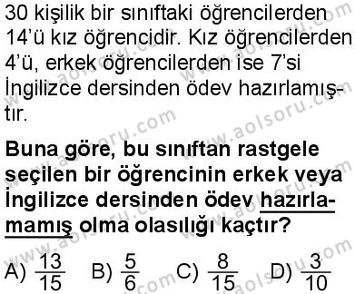 Matematik 3 Dersi 2024-2025 yılı 3. Dönem sınavı 4. Soru
