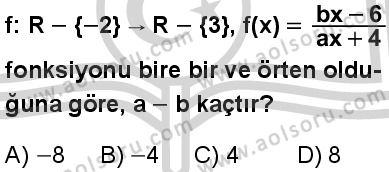 Matematik 3 Dersi 2024-2025 yılı 3. Dönem sınavı 6. Soru