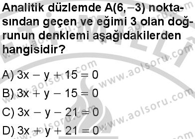 Seçmeli Matematik 1 Dersi 2024-2025 yılı 3. Dönem sınavı 5. Soru