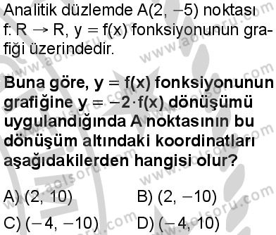Seçmeli Matematik 1 Dersi 2024-2025 yılı 3. Dönem sınavı 8. Soru