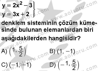Seçmeli Matematik 1 Dersi 2024-2025 yılı 3. Dönem sınavı 9. Soru