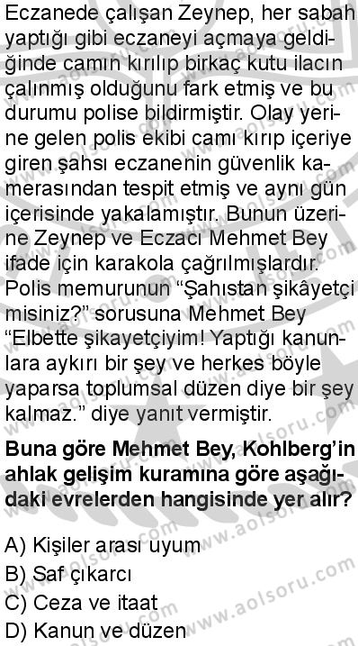 Seçmeli Psikoloji 1 Dersi 2024-2025 yılı 3. Dönem sınavı 5. Soru