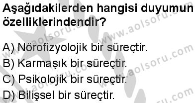 Seçmeli Psikoloji 1 Dersi 2024-2025 yılı 3. Dönem sınavı 7. Soru