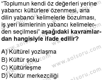 Seçmeli Sosyoloji 2 Dersi 2024-2025 yılı 3. Dönem sınavı 3. Soru