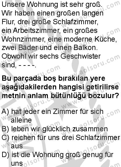 Almanca 3 Dersi 2024-2025 yılı 3. Dönem sınavı 5. Soru