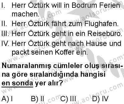 Almanca 3 Dersi 2024-2025 yılı 3. Dönem sınavı 9. Soru
