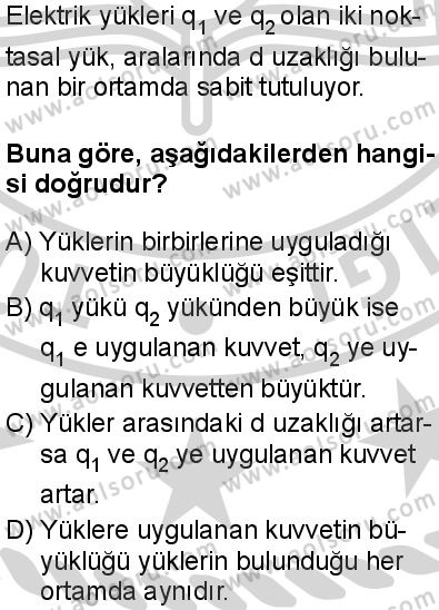 Seçmeli Fizik 2 Dersi 2024-2025 yılı 3. Dönem sınavı 1. Soru