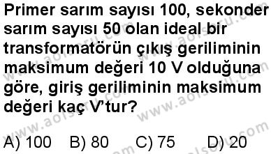 Seçmeli Fizik 2 Dersi 2024-2025 yılı 3. Dönem sınavı 10. Soru