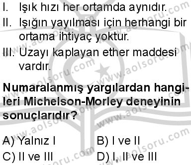 Seçmeli Fizik 4 Dersi 2024-2025 yılı 3. Dönem sınavı 6. Soru