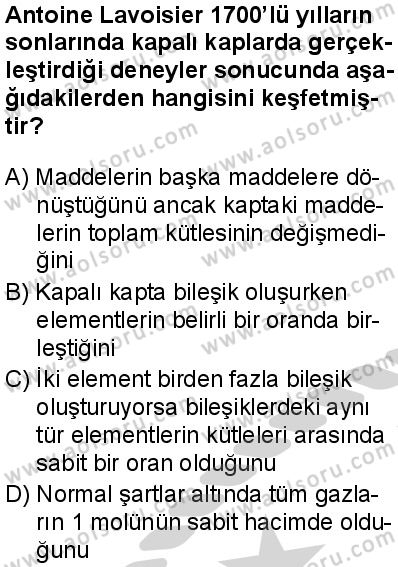 Kimya 3 Dersi 2024-2025 yılı 3. Dönem sınavı 1. Soru