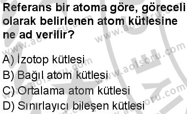 Kimya 3 Dersi 2024-2025 yılı 3. Dönem sınavı 2. Soru