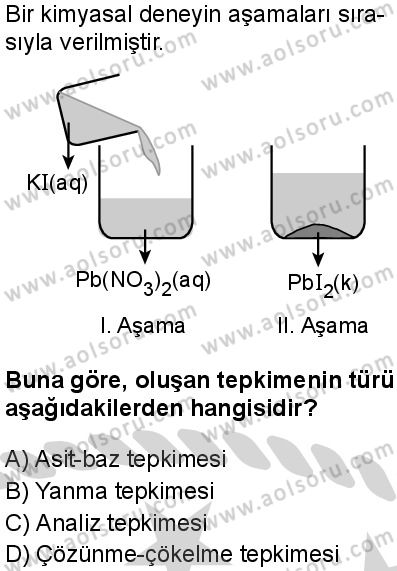 Kimya 3 Dersi 2024-2025 yılı 3. Dönem sınavı 3. Soru