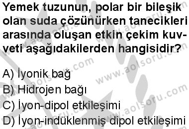 Kimya 3 Dersi 2024-2025 yılı 3. Dönem sınavı 6. Soru