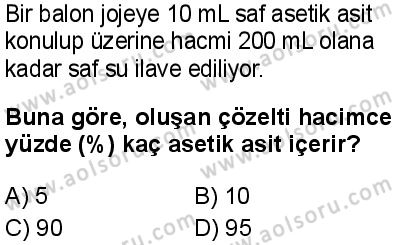Kimya 3 Dersi 2024-2025 yılı 3. Dönem sınavı 8. Soru