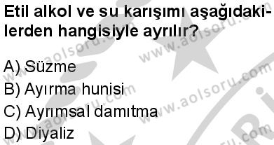 Kimya 3 Dersi 2024-2025 yılı 3. Dönem sınavı 9. Soru